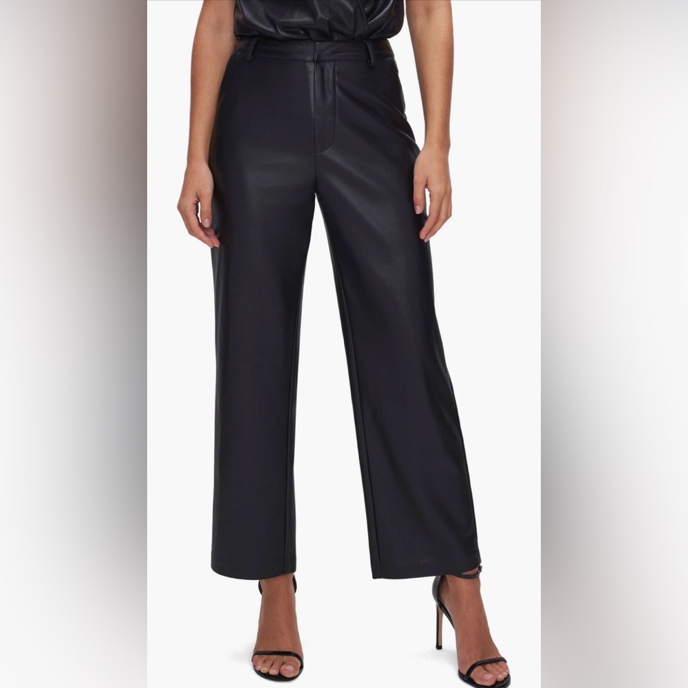 Good American Faux Leather Wide Leg Crop Trouser